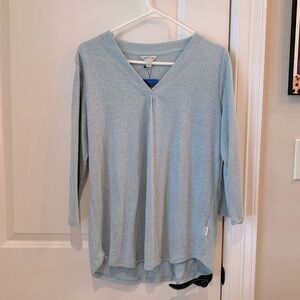 Orvis 3/4 Sleeve Linen Blend V-neck Top Size Large NWT
